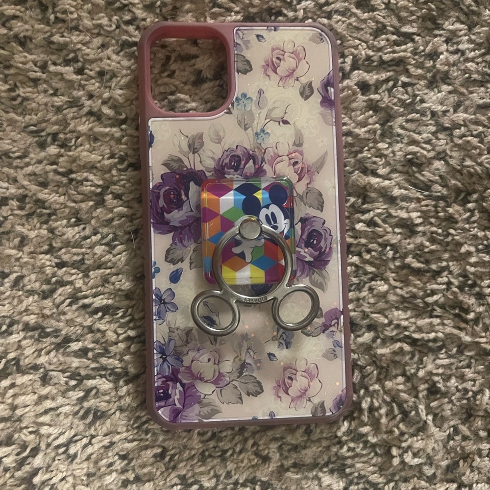 Floral Purple Phone Case with Ring Holder